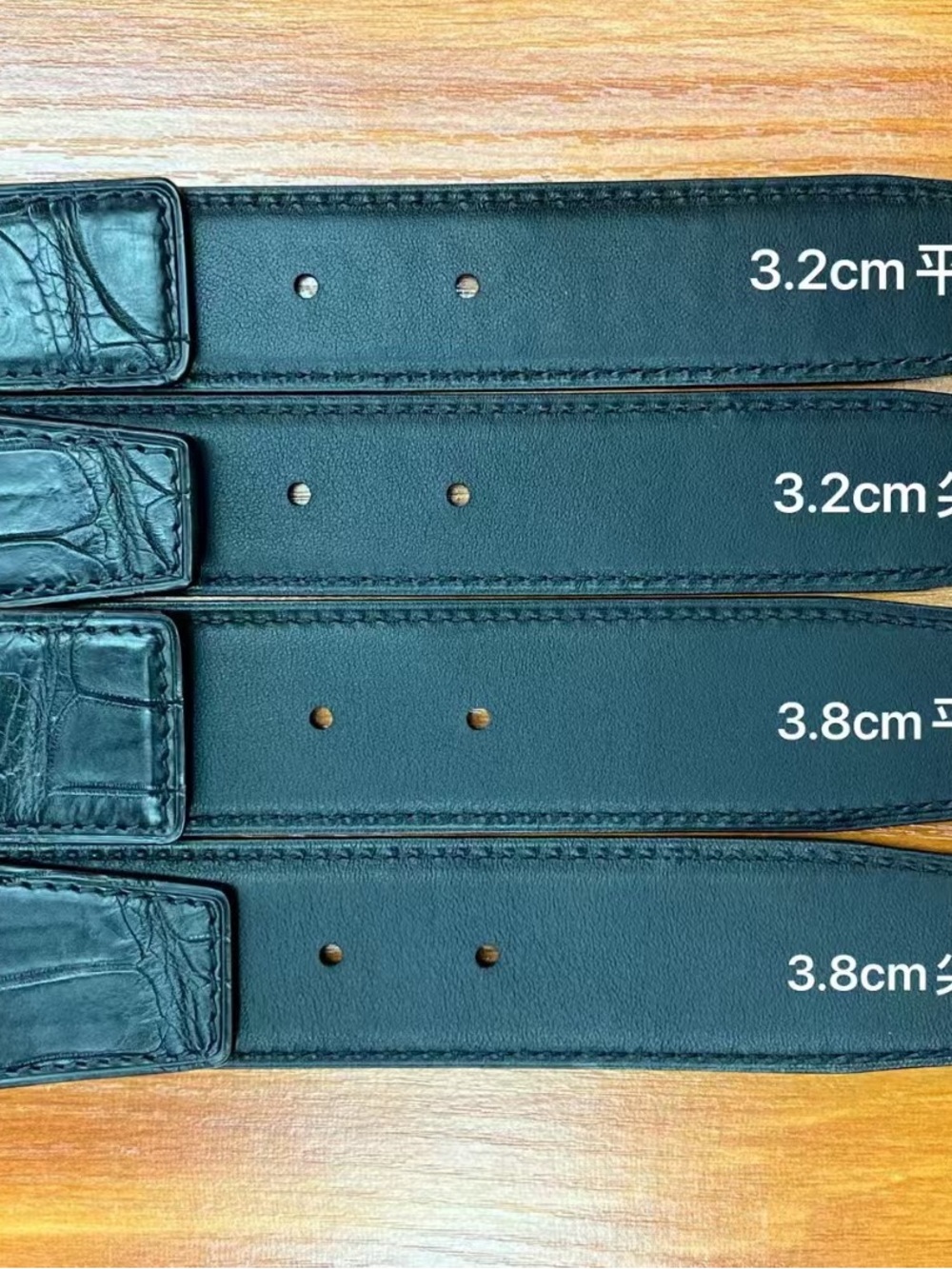 Mens Black Leather Belt with Crocodile-Style Buckle AccentCrocodile leather belt